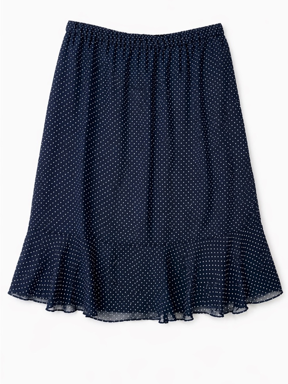 Vintage Sag Harbor Navy and White Polka Dot Midi Skirt